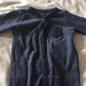 Carters Navy Long Sleeve Footed Bodysuit